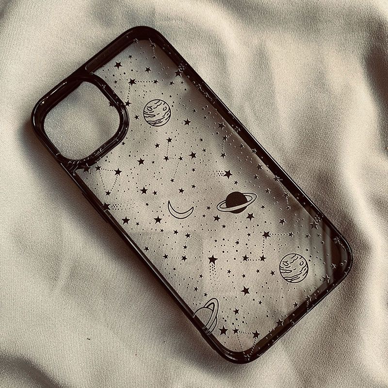 Starry Sky Half Moon Phone Case For iPhone 16 15 14 Pro 13 12 11 Max Plus 7 8 Plus XR X XS Shockproof Silicone Cover