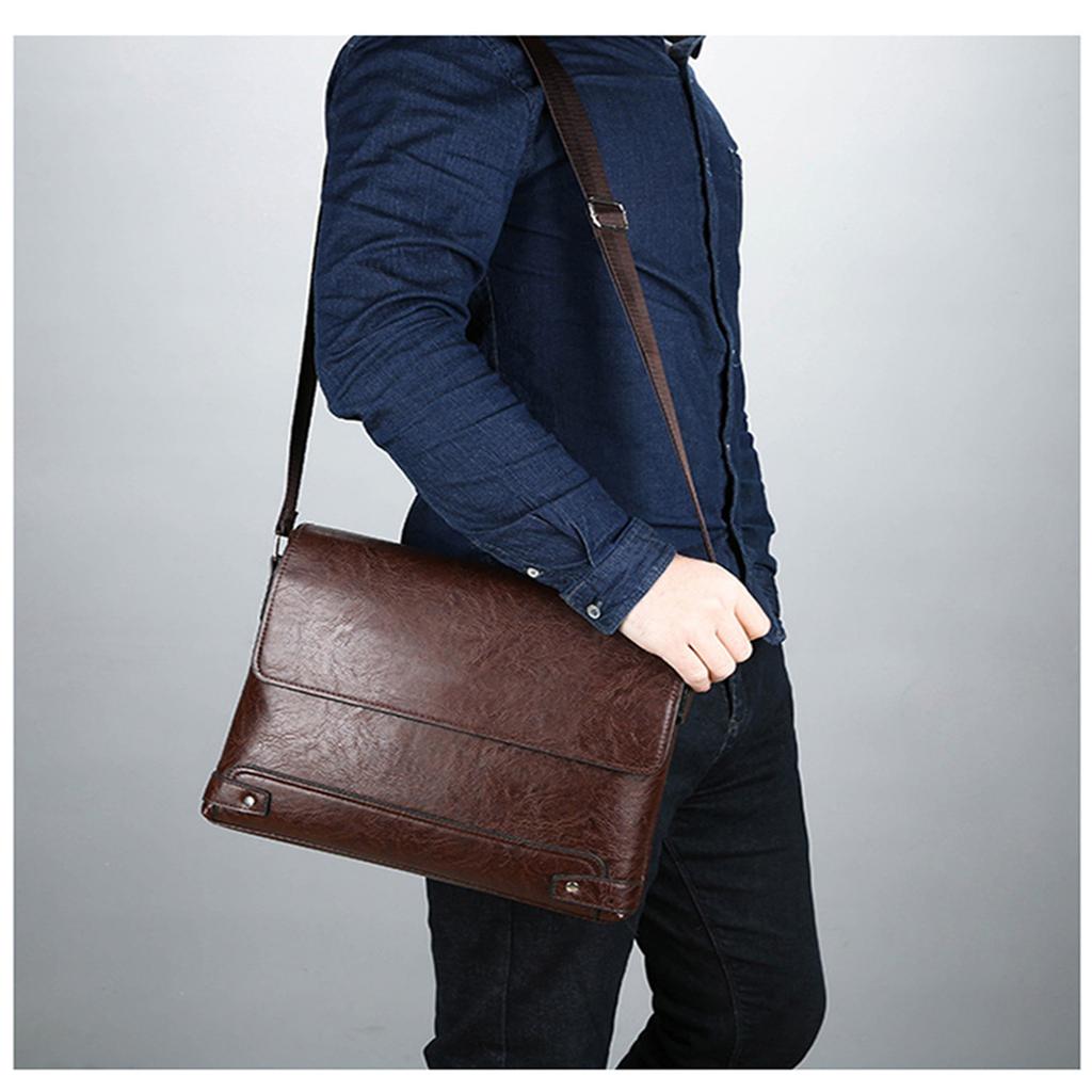 Briefcase for Men PU Tote Commuting Laptop Shoulder Executive Business Work Messenger Crossbody Side Designer Bag