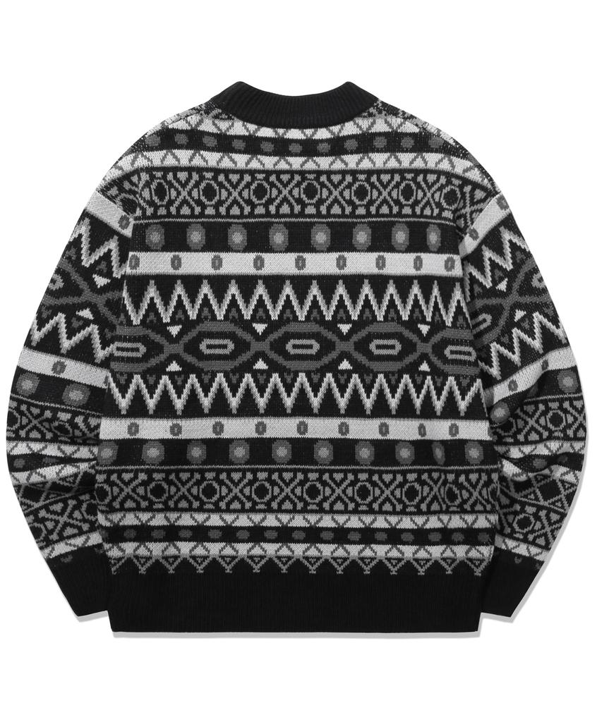TRILLION Vintage Fair Isle Jacquard Crewneck Knit_Black