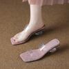 Fashion Summer Chunky Transparent Crystal High-heeled Sandals Women's New Summer Wear Comfortable Soft Soles On The Sense of Sandals