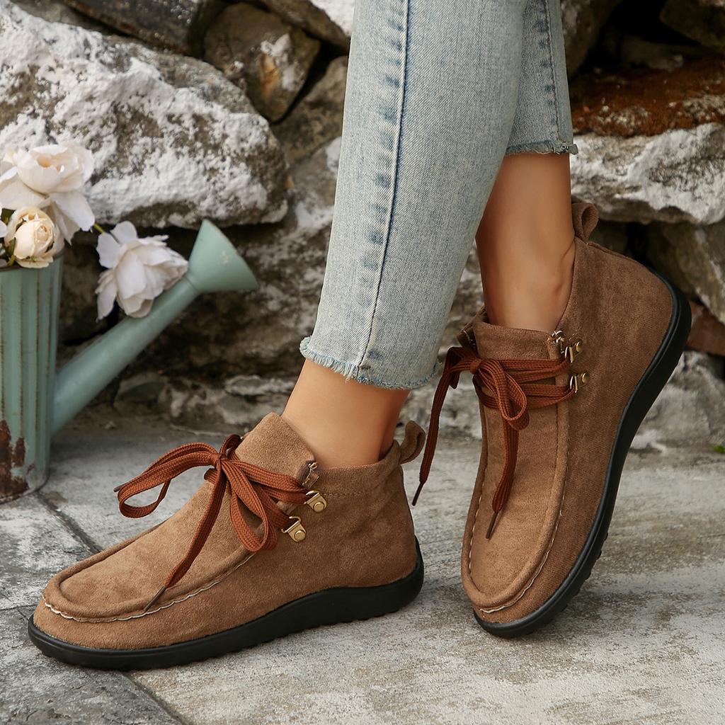 Весенне-осенние женские однотонные повседневные туфли 2025 Новые лоферы-кроссовки из искусственной кожи на шнуровке Удобная обувь на мягкой подошве для женщин