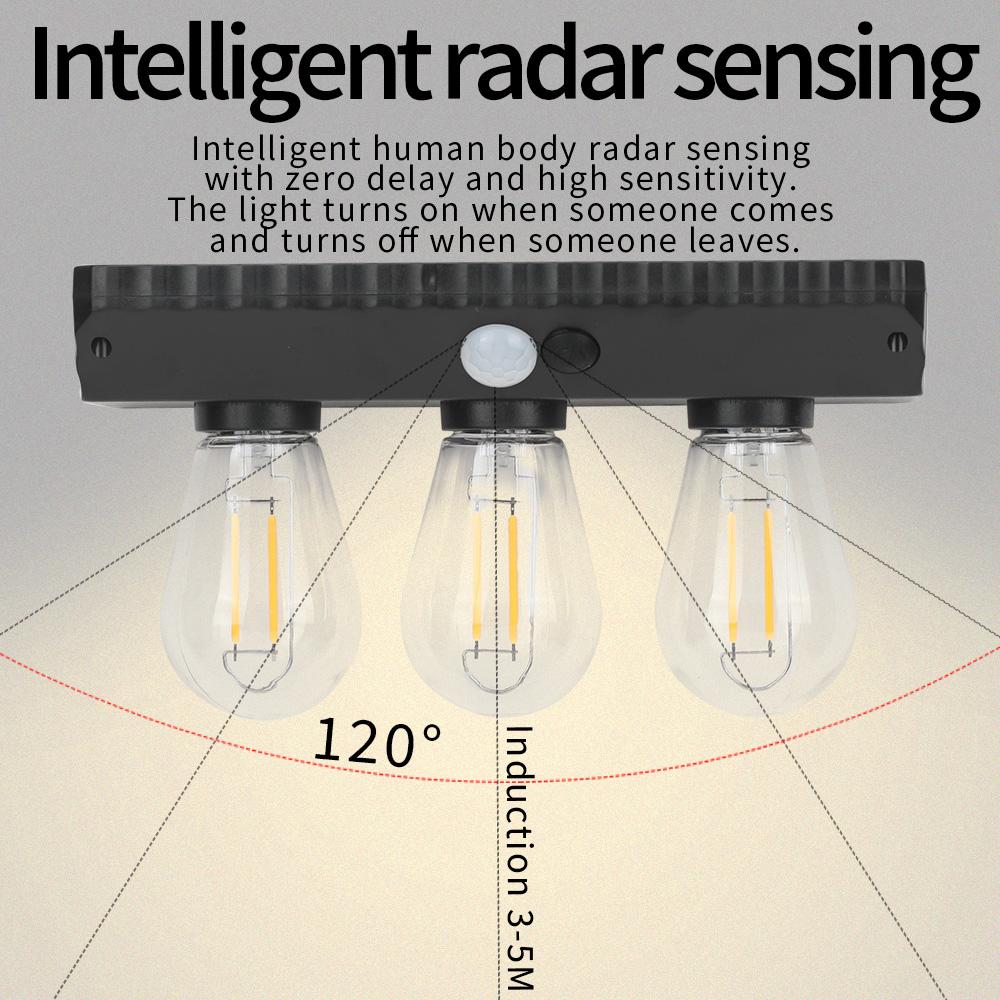 3 режима солнечные уличные фонари COB лампа имитация вольфрамовой нити индукция движения водонепроницаемые для коридора сада настенные светильники