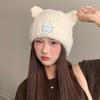 Осенне-зимняя теплая шерстяная шапка с кошачьими ушками для женщин, милая толстая ветрозащитная шапка-пуловер в японском стиле, повседневная шапка для защиты ушей в японском стиле