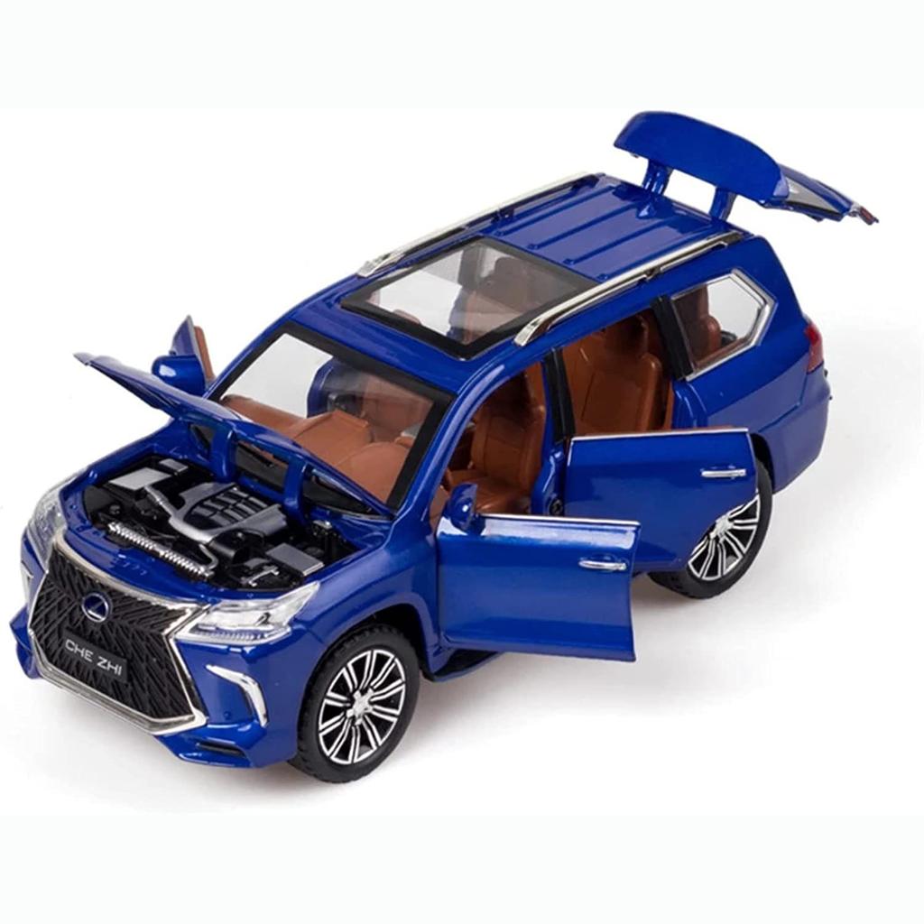 1/32 Scale Lexus LX570 Off-Road Alloy Diecast Car Model, Pull Back Metal Vehicle Toy with Sound and Light 6 Open Doors for Kids Adults Gift Collection