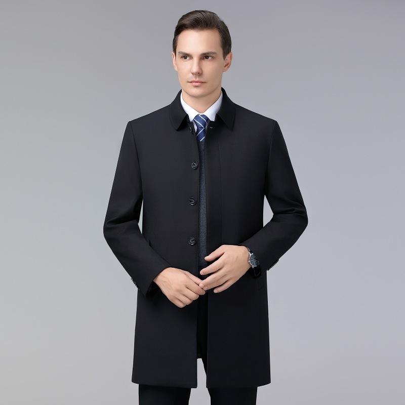 Кашемировое пальто мужское средней длины ветровка пуховик утолщенный шерстяное пальто для пап среднего возраста