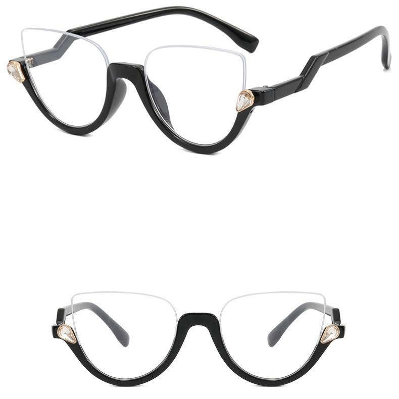 Новые женские треугольные очки в оправе, модные, индивидуальные, ретро, классические, с бриллиантами, полуоправа, простые очки