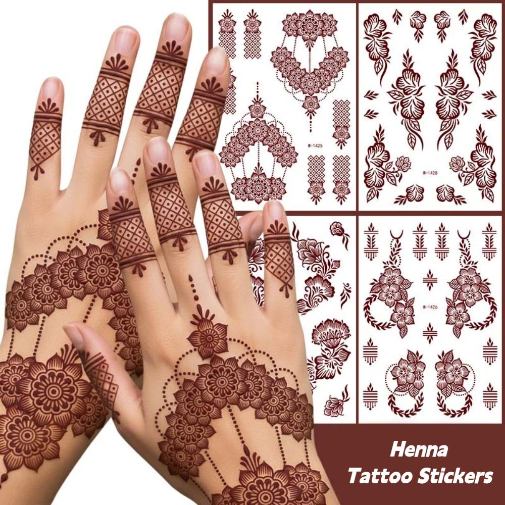 Lace Fake Tattoo Henna Tattoo Stickers Legs Arm Body Art Sticker Temporary Tattoo India Mehndi