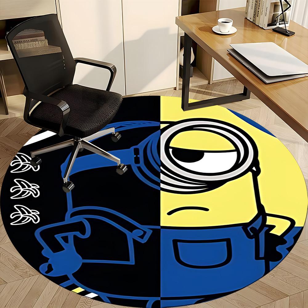 1PC Minion Office Round Area Rug, Indoor Mat Suitable For Office, Under Office Chairs Bedroom Living Room Home Decor, Room Deco1100