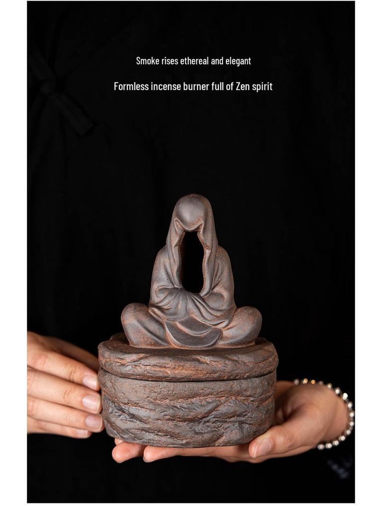 Керамическая курильница дзен: Декор для дома, ароматерапия и журнальный столик для спиралей из агарового дерева и сандала, дизайн в стиле китайской грубой керамики.