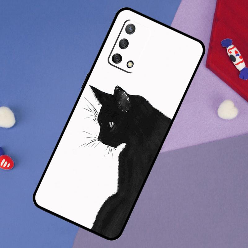 Черный Кошачий Мордочка Китти Чехол Для Oppo A78 A18 A38 A74 A94 A54 A58 A98 A80 A60 A40 A96 A76 A16 A15 A17 A57 A5 A6 Pro