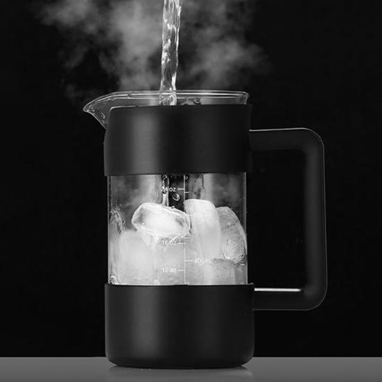 1000ml French Press Coffee Maker 34oz Heat-Resistant Borosilicate Glass No-Drip Spout