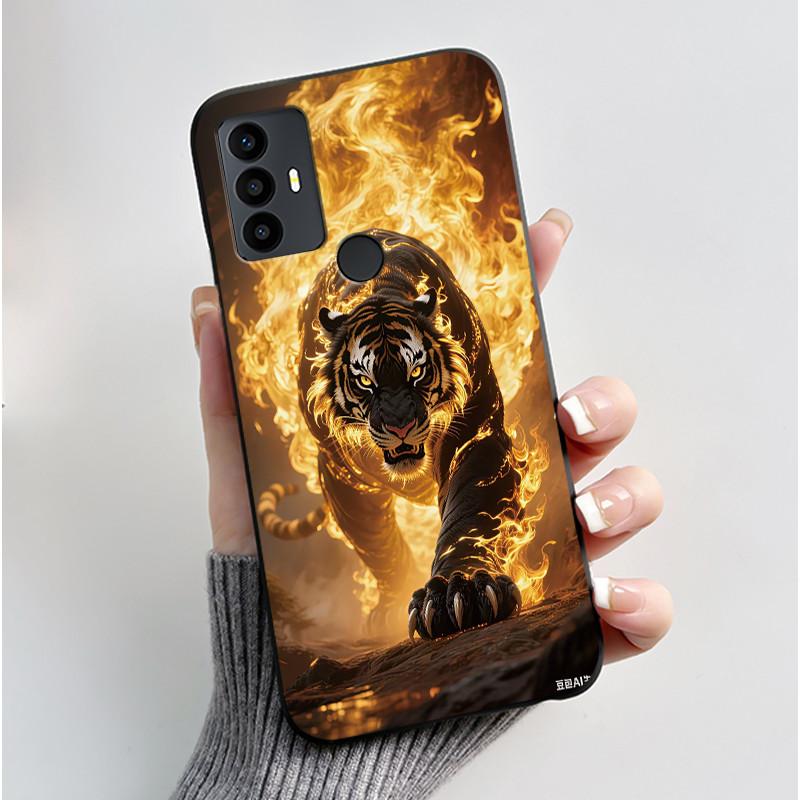 Anti-scratch Casing For TCL 30 SE/TCL 30E/TCL 306/TCL 305 Cover Soft Silicone Black Shell Golden Butterflie And Flower Pattern