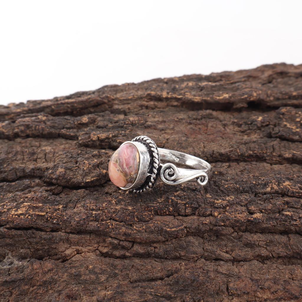 Кольцо с розовым опалом и бирюзой, Кольцо с драгоценным камнем ручной работы, Кольцо из серебра 925 пробы, Прекрасное ювелирное изделие, Для подарка на годовщину