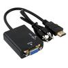 1×Черный конвертер HDMI в VGA с аудиокабелем 3,5 мм Адаптер видеовыхода ПК DVD