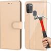 Защитный чехол - PROSHOP - Для Samsung A21S - Золотой - Эффект кожи - Набор из 2 закаленных стекол