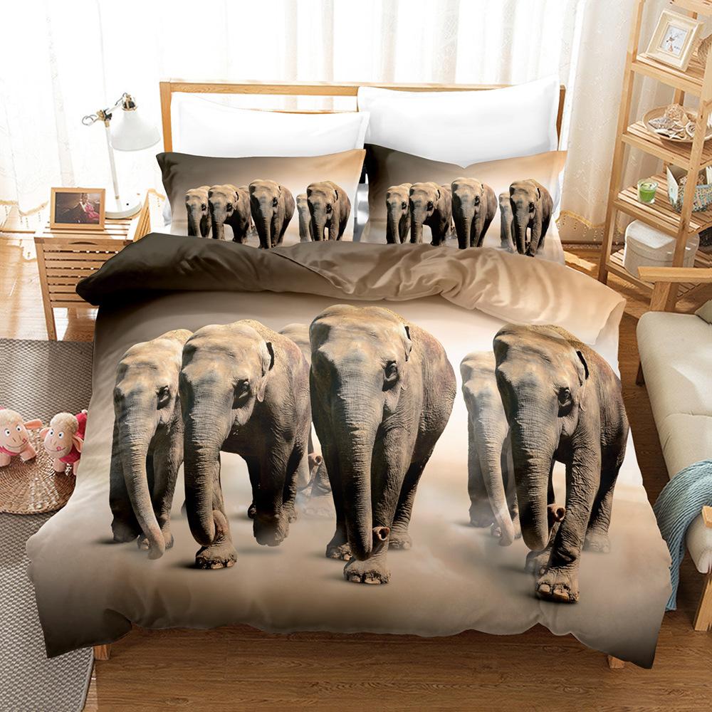 Animal Elephant Series Digital Printing 3D Three-Piece Home Textile Kit Customized