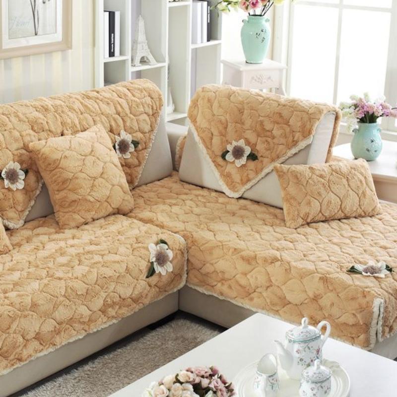 Утолщенный плюшевый коврик для дивана, зимний теплый и нескользящий диван-полотенце, минималистичный современный пылезащитный чехол для дивана «все включено»