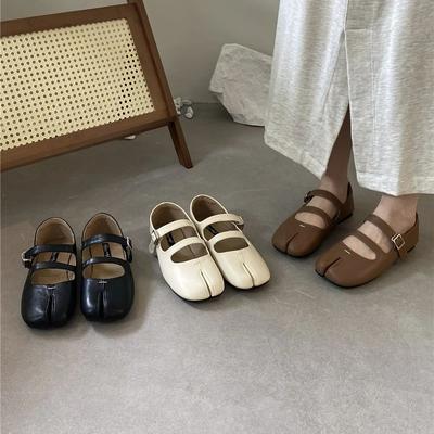 Мода Bailamos 2025 Новые женские туфли-балетки с раздельным носком, Дизайнерские таби-ниндзя на низком каблуке, Легкая повседневная обувь, Женские лоферы на массивной подошве