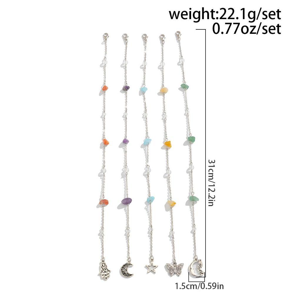 Star Butterfly Moon Pendant Braided Hair Jewelry Acrylic Stone Bead Hair Ring  Ethnic Style