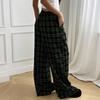 Женские повседневные брюки в клетку с высокой талией и широкими штанинами