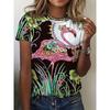 Женская футболка Animal Tie Dye Casual Short Sleeve Round Chew Regular Tops Daily Print Pink Summer