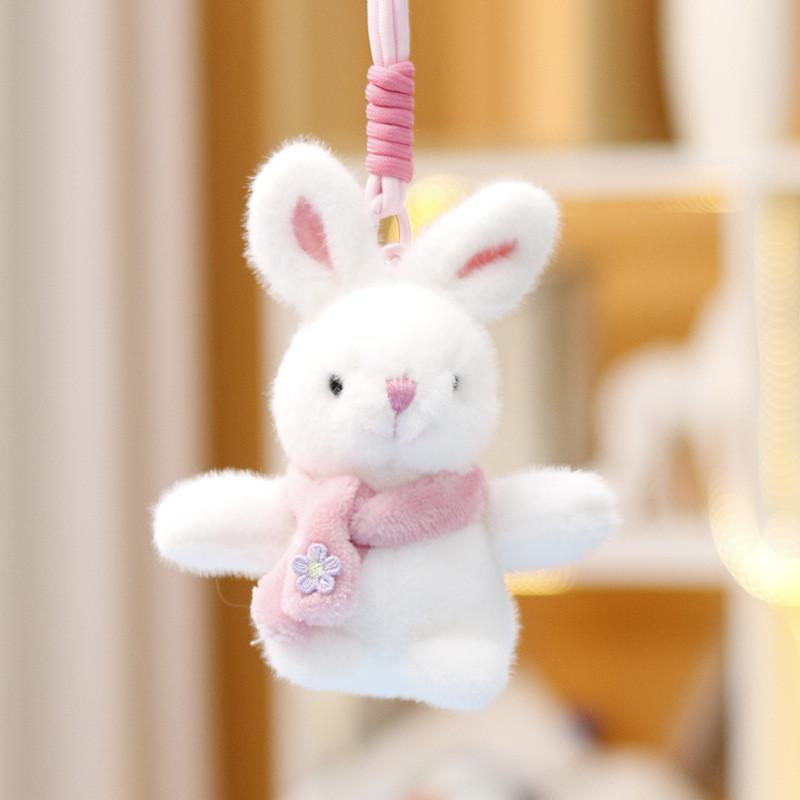 Scarf Plush Rabbit Doll Keychain Toy Animal Pendant Backpack Gift Decoration