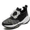 Fashion 2024 Mesh Designer Trainers Sneakers Platform Crystal Buckle Thick Bottom Chunky Womens Sneakers Vulcanized Casual Shoes