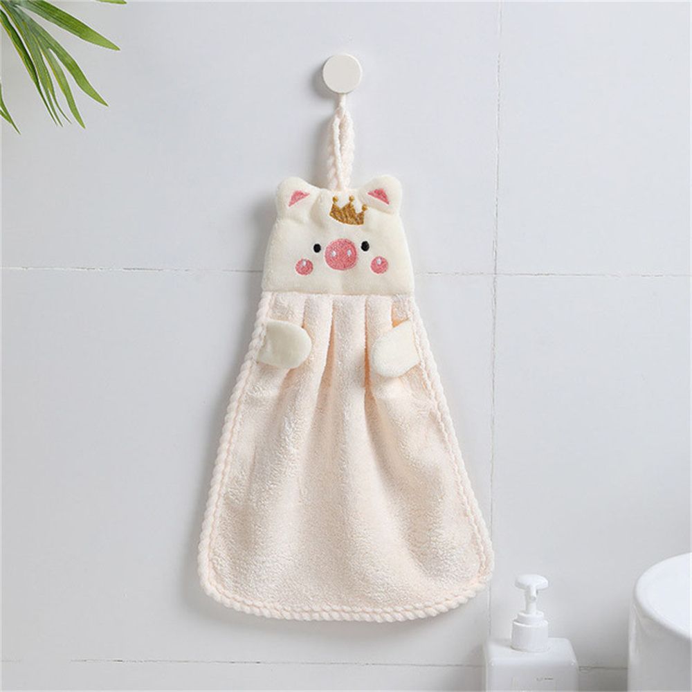 Water Uptake Kitchen Mounted Hand Towel Embroidery Handkerchief Cartoon Pig