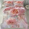 3pcs Pink Bedding Set Luxury Diamond Rose 3D Printed Cozy Duvet Cover King Queen Twin Size Birthday Gift for Adult Bedroom Decor