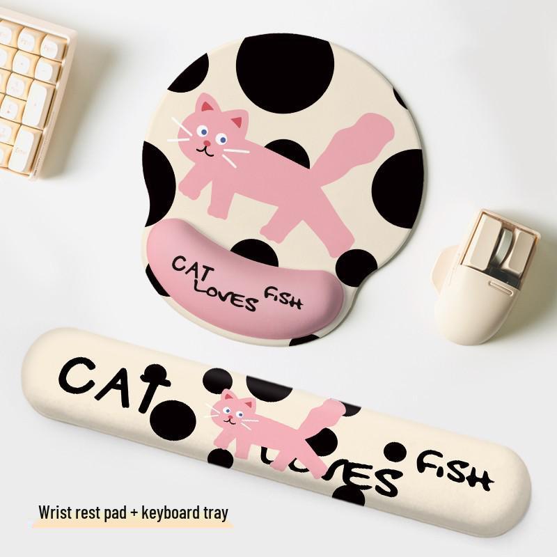 Pink Kitten Non-Slip Mouse Pad & Keyboard Wrist Rest