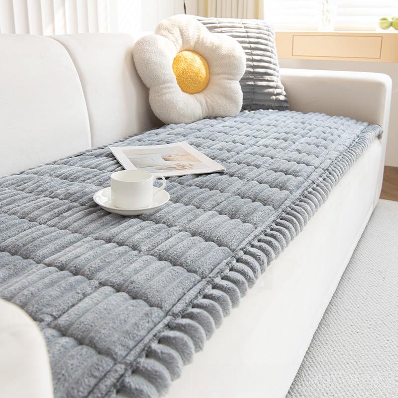 Толстая стеганая подушка для скамьи, вельветовая, теплая, коврик для дивана, осень-зима, простая однотонная, плюшевые подушки, противоскользящая, износостойкая, не сдвигающаяся