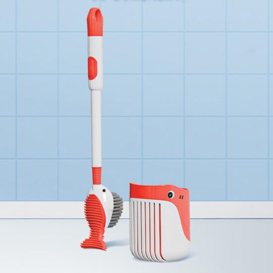 Туалетная щетка Squirt Whale с поворотом на 360 градусов и силиконовой головкой, отверстием для подвешивания
