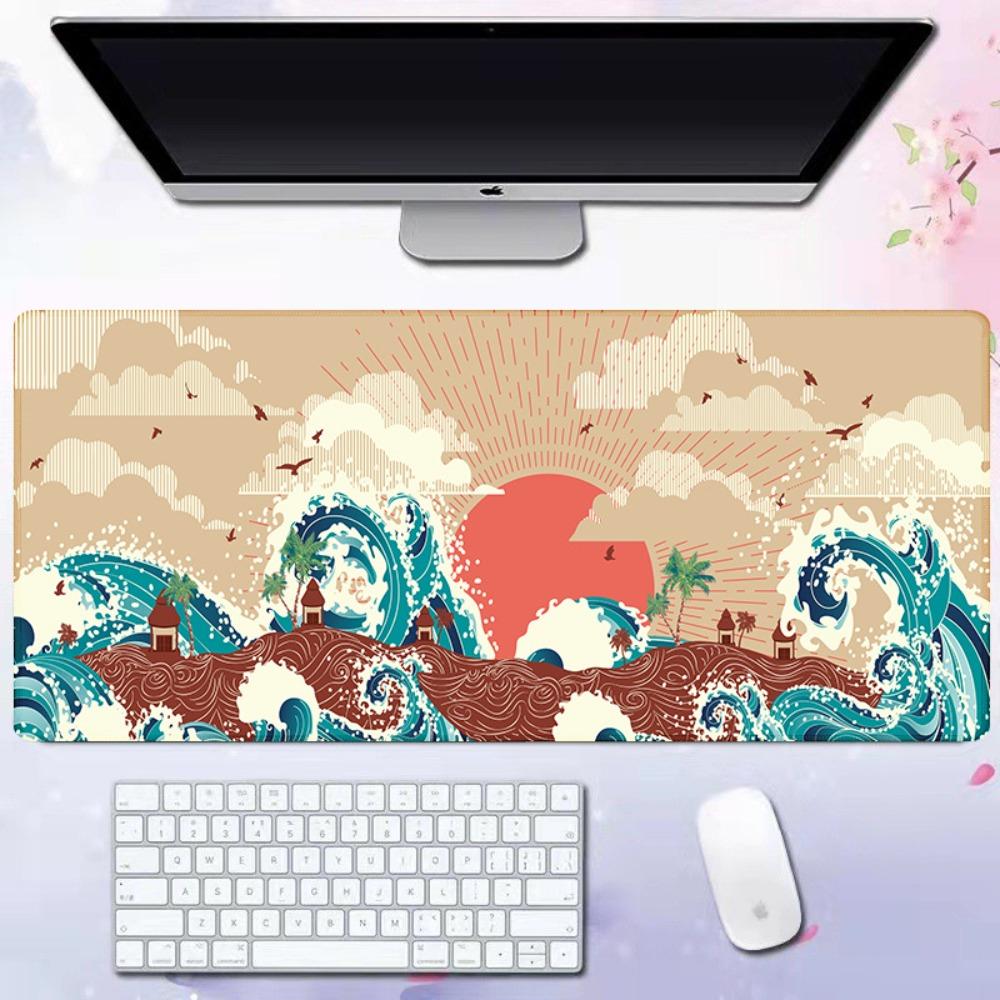 31.5''X11.8'' Large Mouse Pad Sea Wave Design Desk Pad Home Office Accessories Computer Mat
