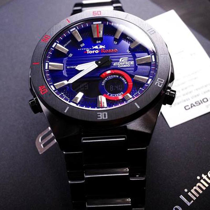 Casio Серия EDIFICE SCUDERIA TORO ROSSO Мода для автоспорта Кварцевый механизм Браслет из нержавеющей стали с ионным покрытием Японские и корейские часы ERA-110TR-2A