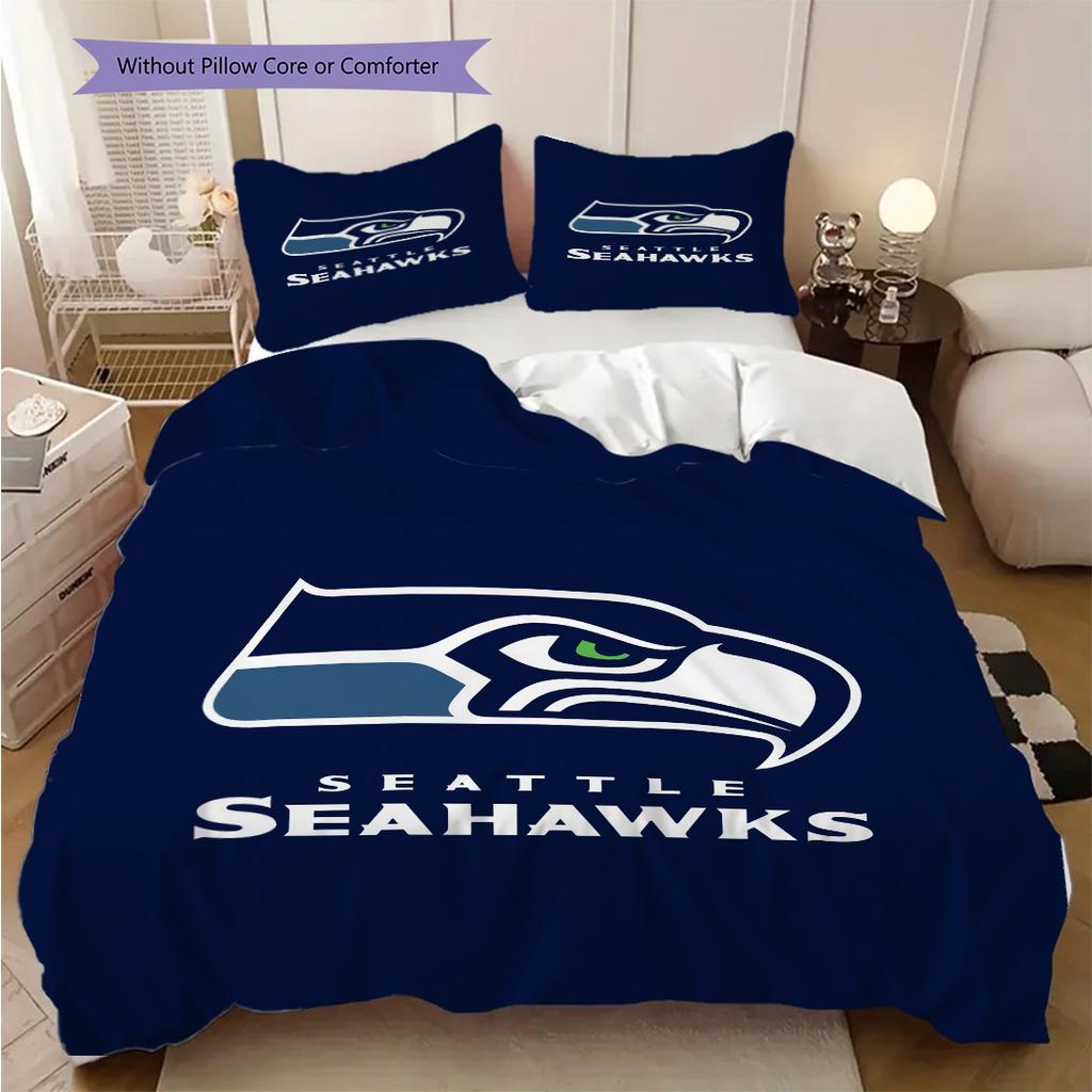 Постельное белье с узором Seattle Seahawks Комплект одеял Покрывало Наволочка Домашний Декор Подарок на День Рождения (1 пододеяльник + 2 наволочки, без наполнителя)