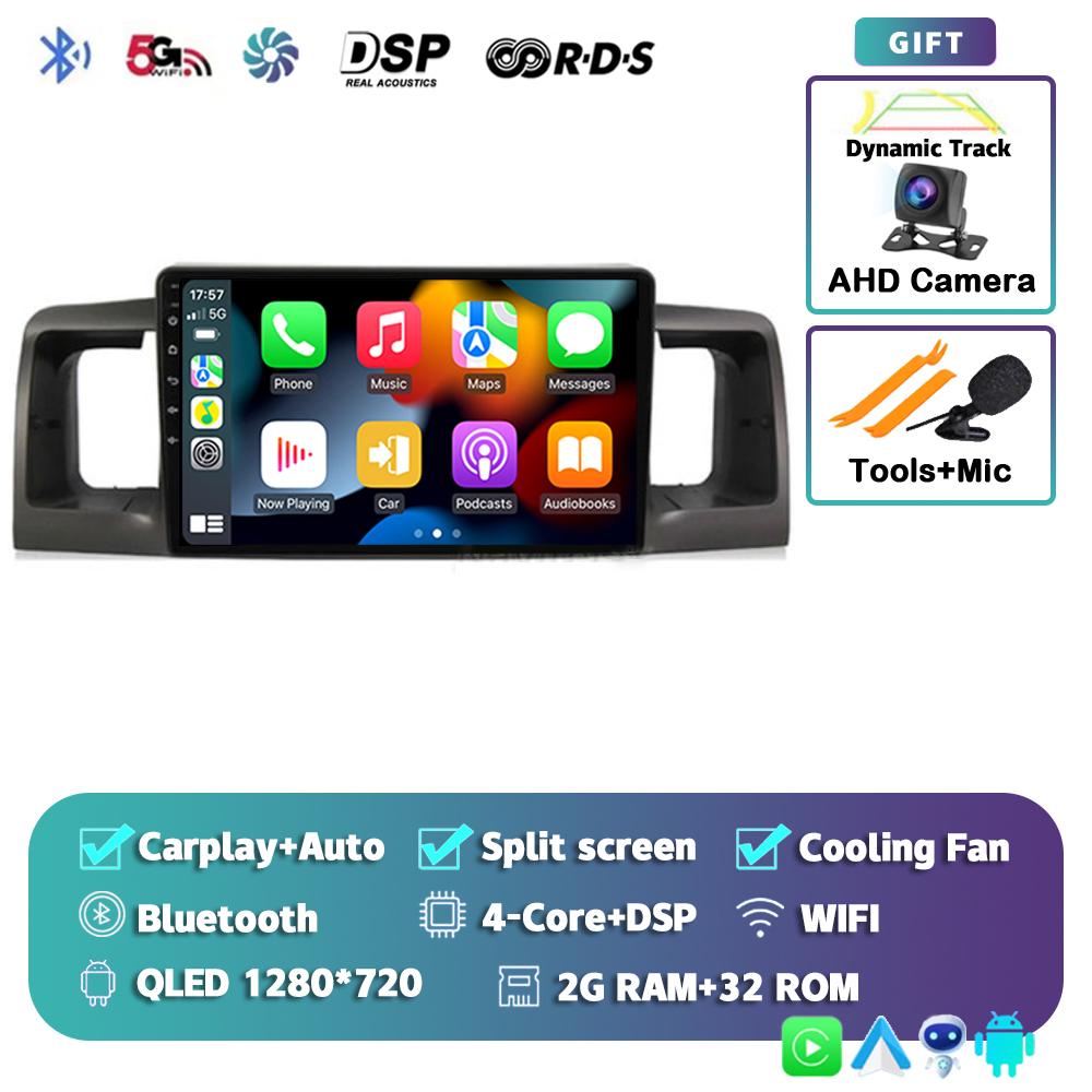 Android 14 Carplay Автомагнитола для Toyota Corolla E120 E 120 BYD F3 2007 2008 2009-2011 Мультимедийный Видеоплеер GPS Стерео