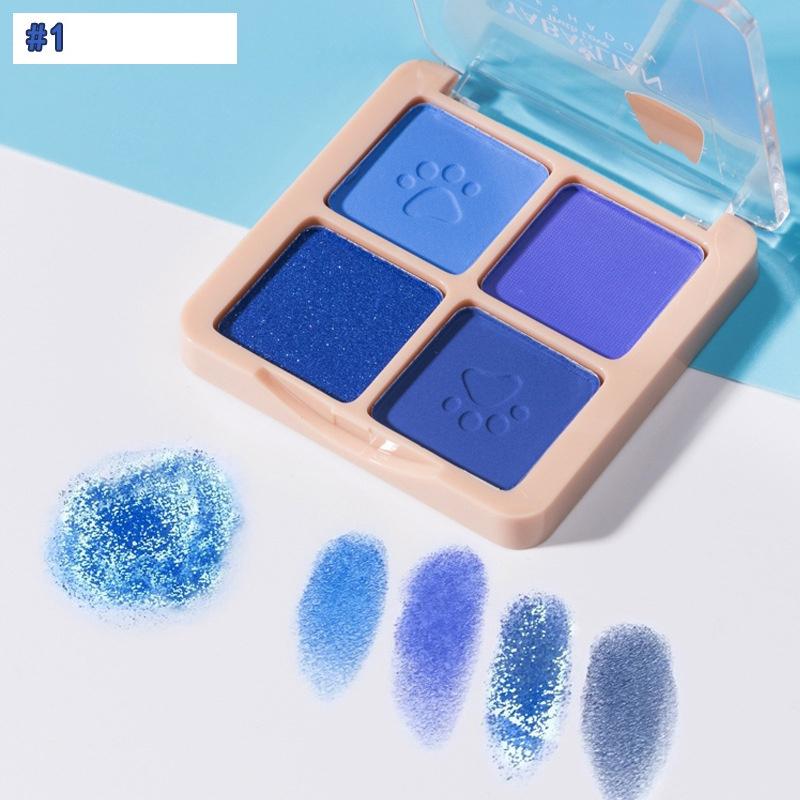 4 Colors Eye Shadow Palette Blue Matte Pearlescent Highlight Eyeshadow Palette Beauty Cosmetics