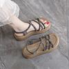 Женские сандалии 2025 новая летняя толстоподошвенная модель с ремешком через подъем, универсальная модная обувь на плоской подошве, женские туфли-маффины