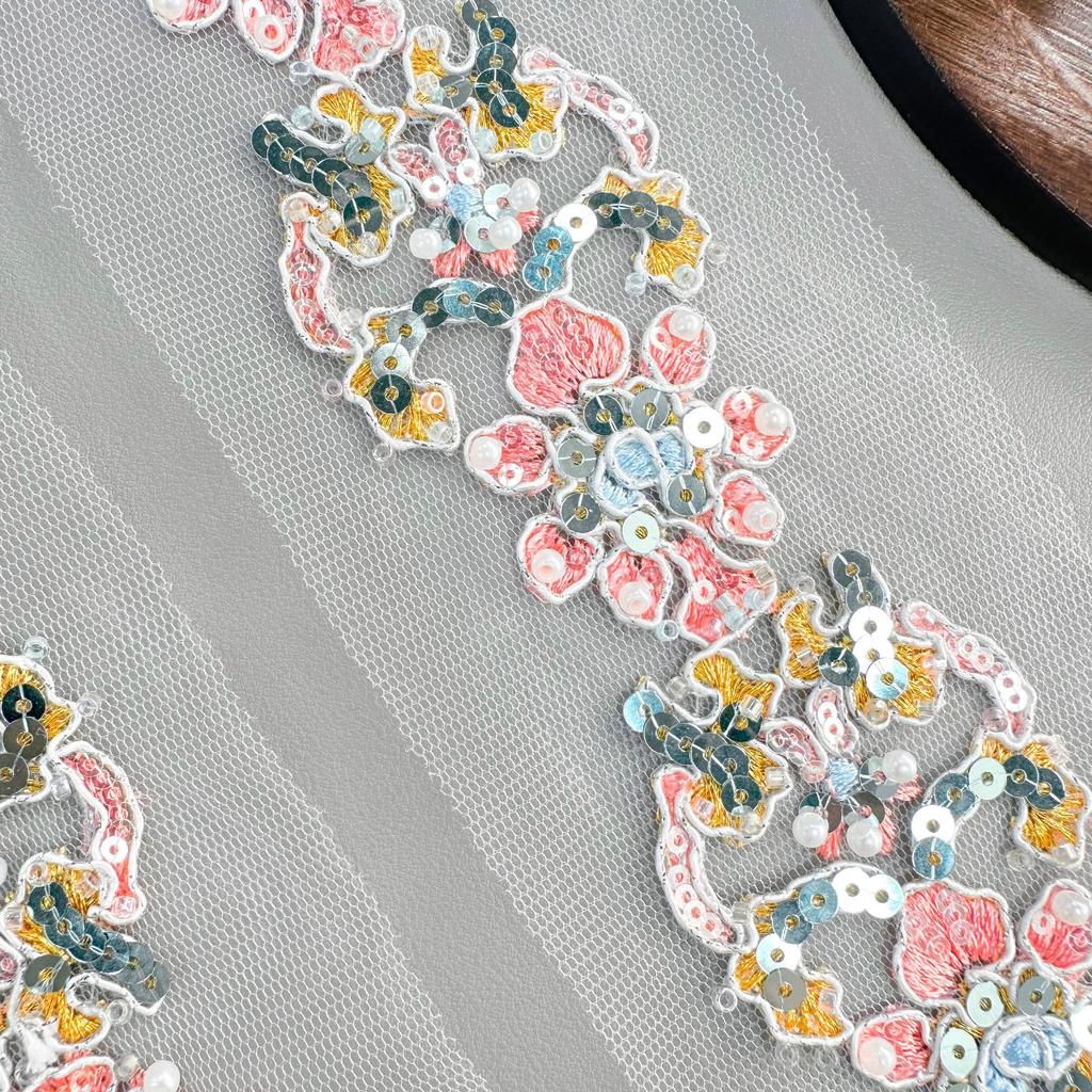 Розовая вышивка сетка полые бусины штрих-код одежда юбка Лолиты сумка декоративные пайетки кружево аксессуары