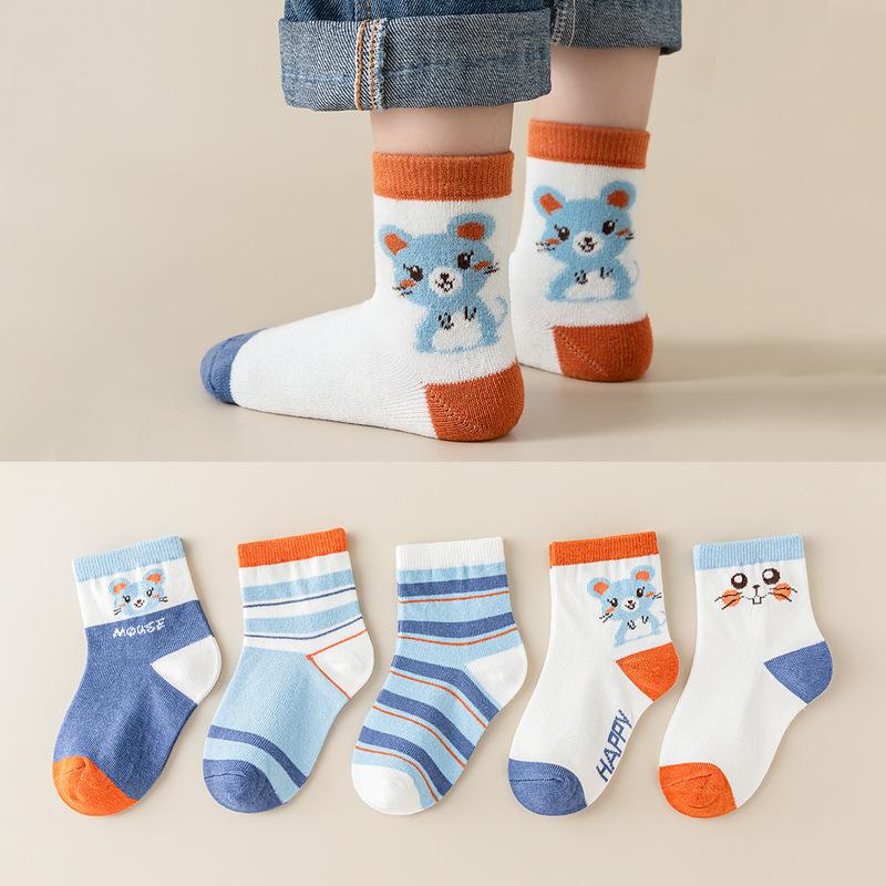 Детские носки с рисунком медведя из мультфильма для детей 0-13 лет, впитывающие пот и ветер, износостойкие, средние носки-трубы