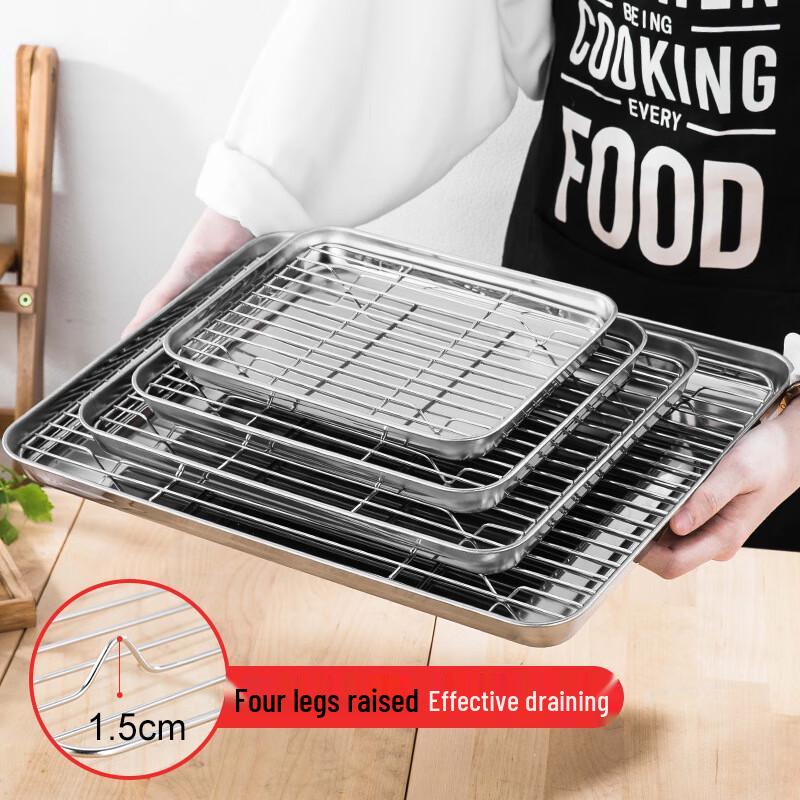 Japanese Style Stainless Steel Fry & Grill Tray with Rack
