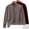 ROMON Men's 100% Pure Wool Thickened Button Cardigan Sweater with Pockets