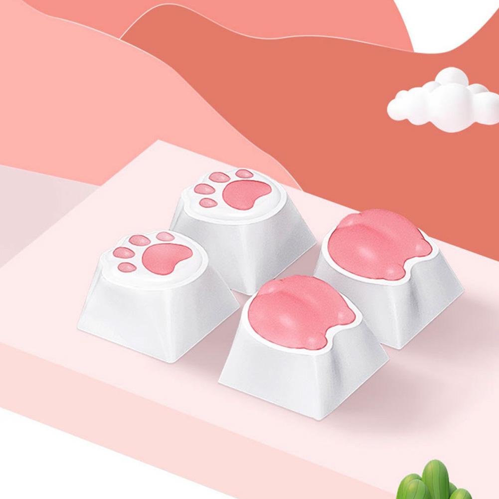 4 шт. 3D милые мягкие мультяшные колпачки для замены на механическую игровую клавиатуру Cherry MX, колпачки для клавиш, аниме-колпачки для клавиш