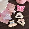 Small Floral Bow Hair Clip for Fine Hair - Perfect for Half-Up Hairstyles with a Shark Clip Design.