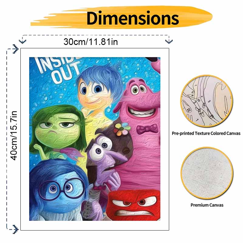 Disney Inside Out digital oil painting diy handpainted coloring painting home decoration, cute cartoon wall art gifts for living room