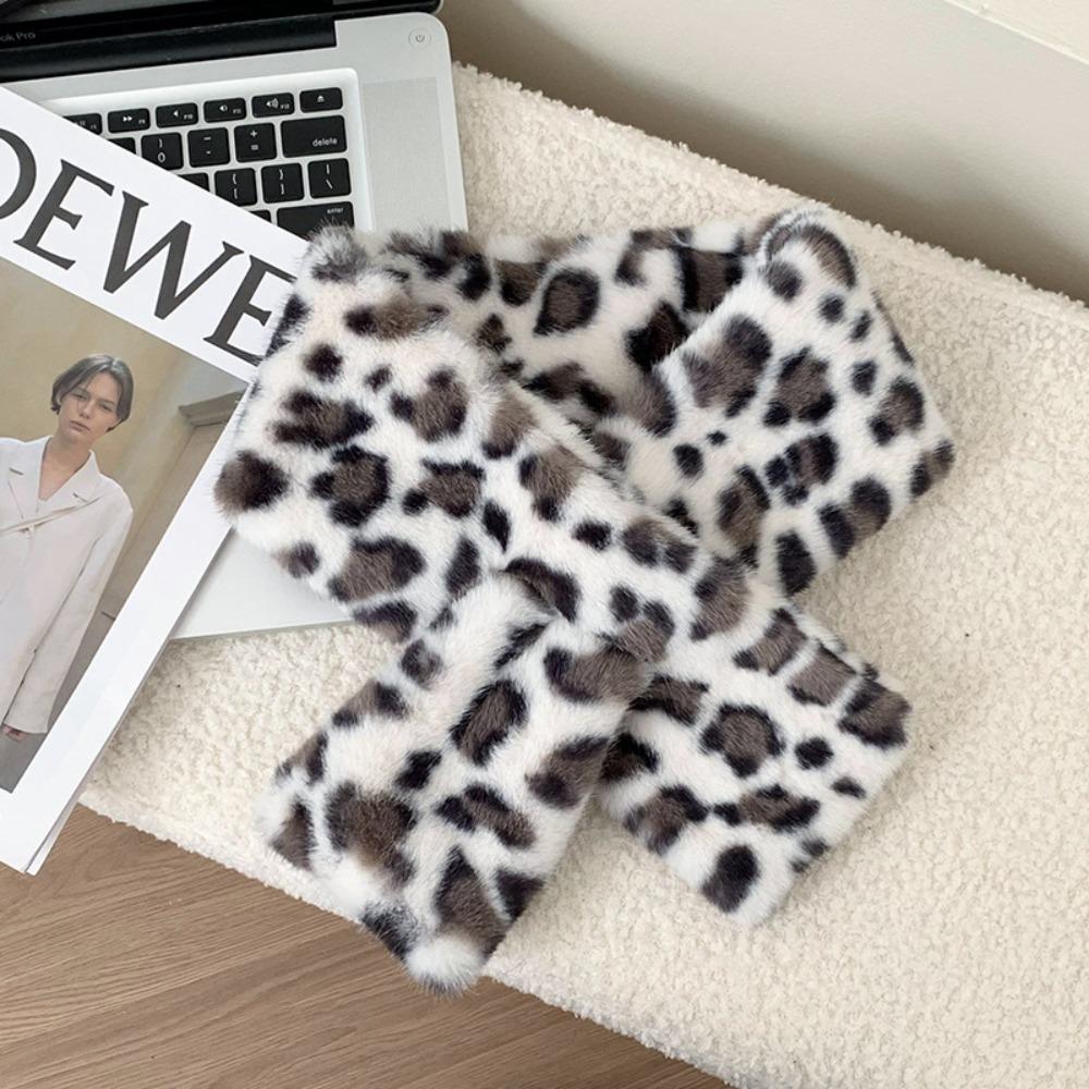 Утолщенный Теплый Плюшевый Шарф Шаль из Искусственного Меха Милый Шарф для Обертывания Шеи Зима