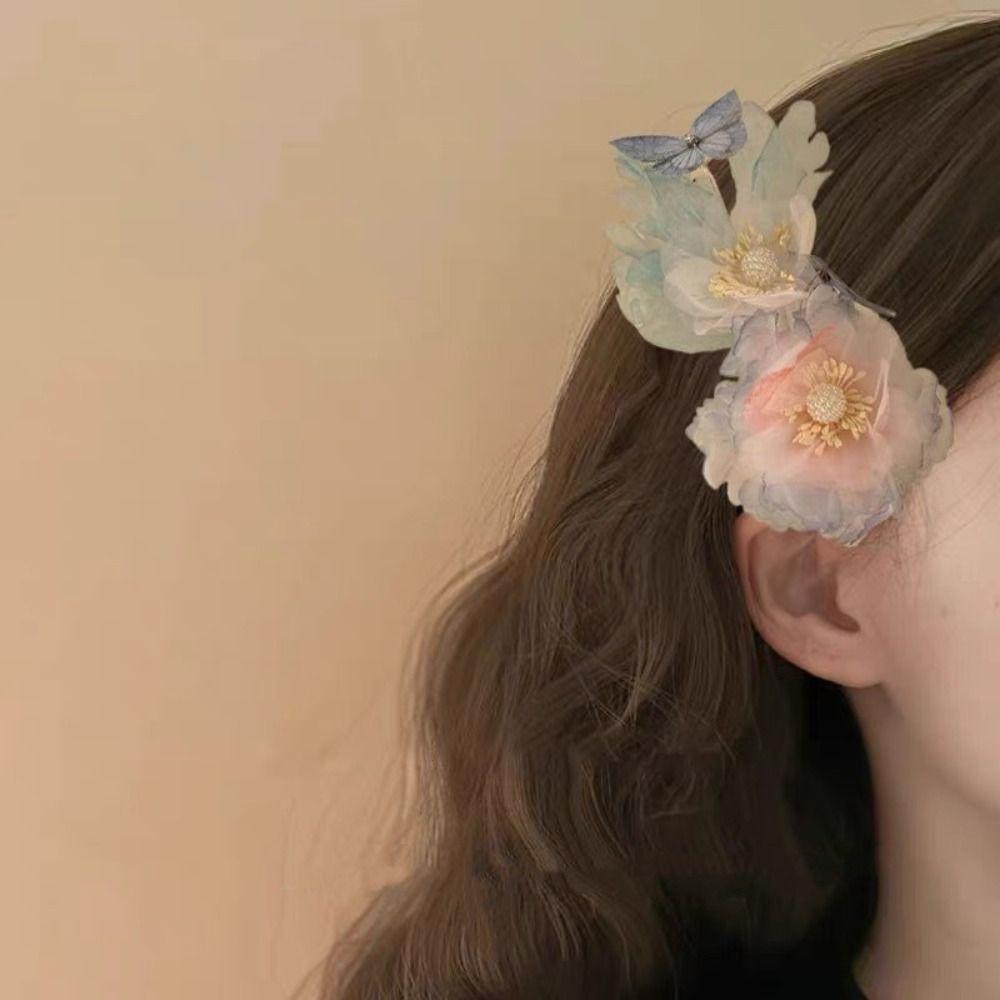 Flower Hair Claw Plastic Side Hairgrips Elegant Hairpins Parties