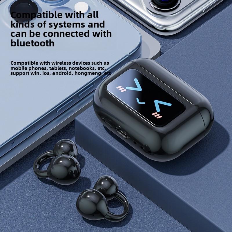 Wireless Bluetooth Headphones High-end Sound Quality with Screen Sports Clip Ear Long Wear Painless