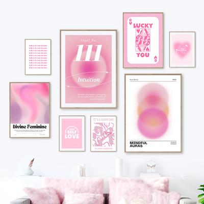 Розовое подтверждение Аура Ангел номер стены книги по искусству печать на холсте живопись вдохновляющие цитаты плакат фотографии для декора гостиной