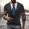Стильная мужская футболка с 3D-принтом под смокинг и бабочку, летняя, для активного отдыха, быстросохнущая, дышащая, повседневная, уличная, с коротким рукавом